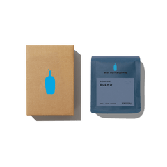 blue bottle bag of coffee and shipping box