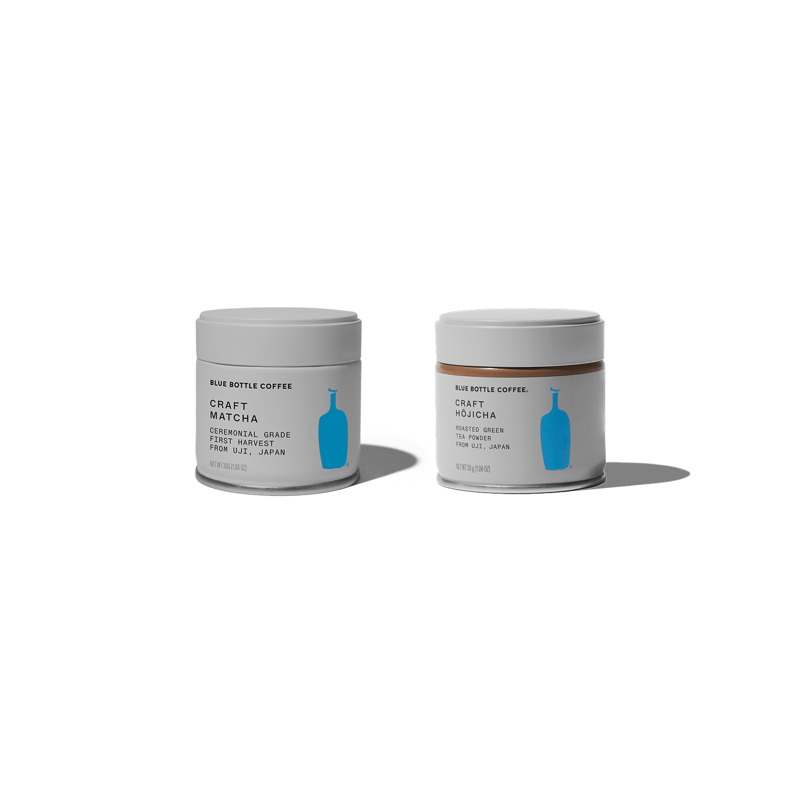 blue bottle coffee craft matcha and craft hojicha tins