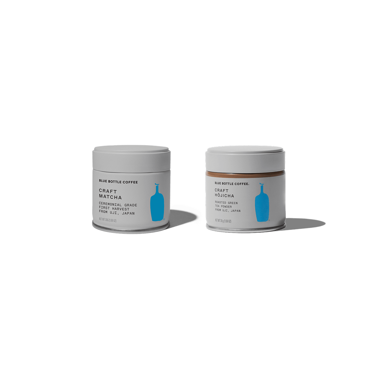 blue bottle coffee craft matcha and craft hojicha tins