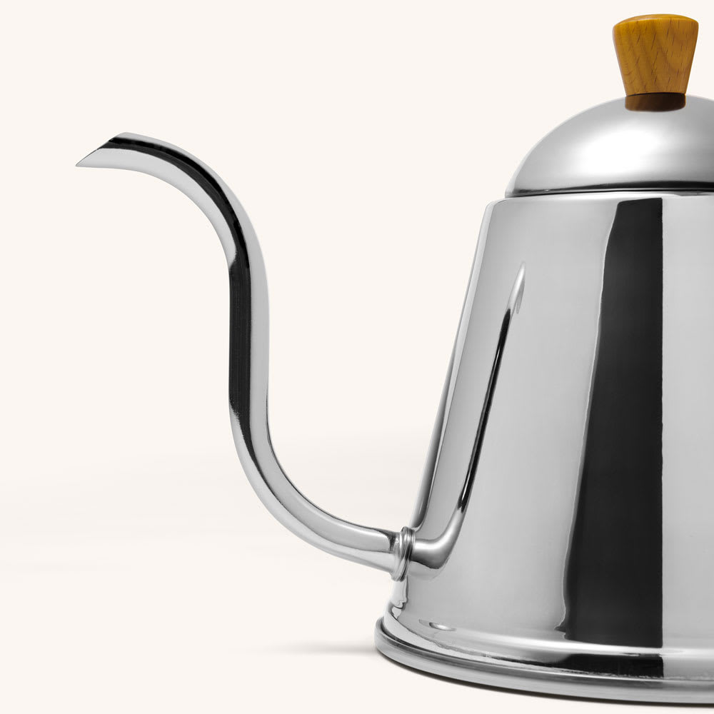 Zoomed in view of the Wood-Handled Pouring Kettle's spout.